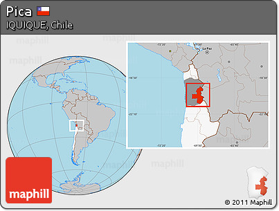 Gray Location Map of Pica, highlighted country, highlighted parent region