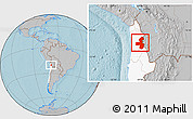 Gray Location Map of Pica, highlighted country, hill shading
