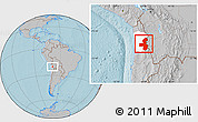 Gray Location Map of Pica, highlighted parent region, hill shading
