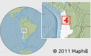 Savanna Style Location Map of Pica, highlighted country, hill shading