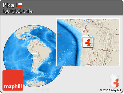 Shaded Relief Location Map of Pica, highlighted parent region