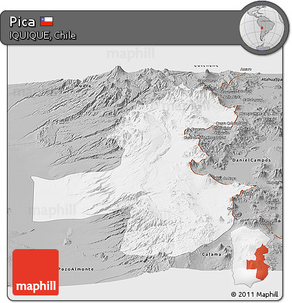 Gray Panoramic Map of Pica