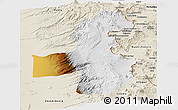 Physical Panoramic Map of Pica, shaded relief outside
