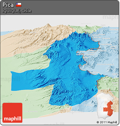 Political Panoramic Map of Pica, lighten