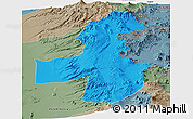 Political Panoramic Map of Pica, semi-desaturated