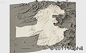 Shaded Relief Panoramic Map of Pica, darken