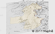 Shaded Relief Panoramic Map of Pica, desaturated