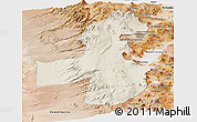 Shaded Relief Panoramic Map of Pica, satellite outside
