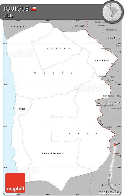 Gray Simple Map of IQUIQUE