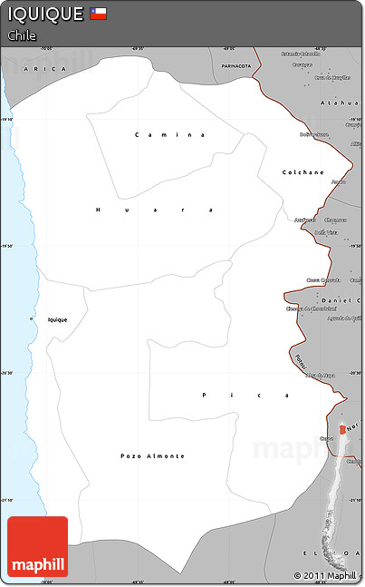 Gray Simple Map of IQUIQUE