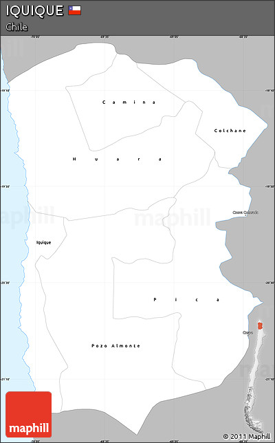 Gray Simple Map of IQUIQUE, single color outside