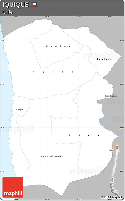 Gray Simple Map of IQUIQUE, single color outside