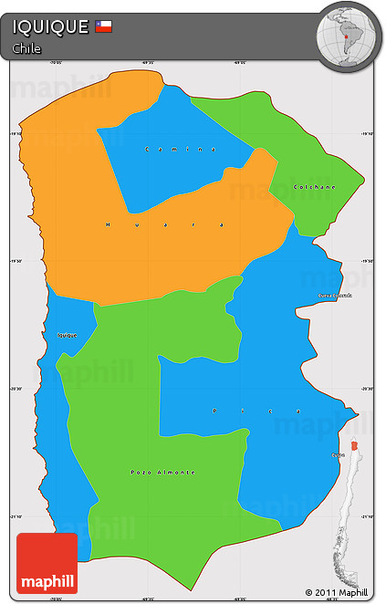 Political Simple Map of IQUIQUE, cropped outside