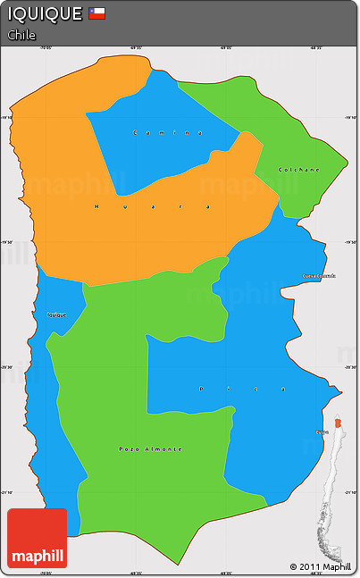 Political Simple Map of IQUIQUE, cropped outside