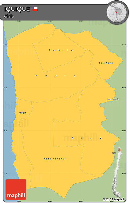 Savanna Style Simple Map of IQUIQUE, single color outside