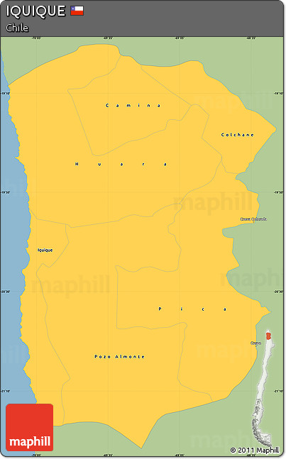 Savanna Style Simple Map of IQUIQUE, single color outside