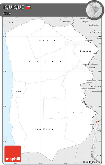 Silver Style Simple Map of IQUIQUE