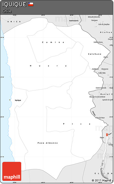 Silver Style Simple Map of IQUIQUE