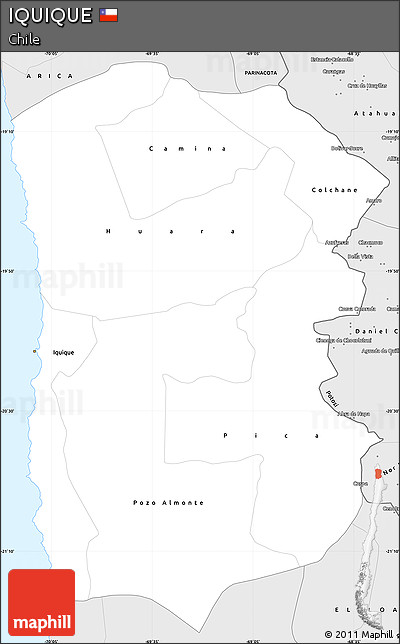 Silver Style Simple Map of IQUIQUE
