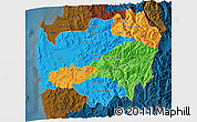 Political 3D Map of LIMARI, darken