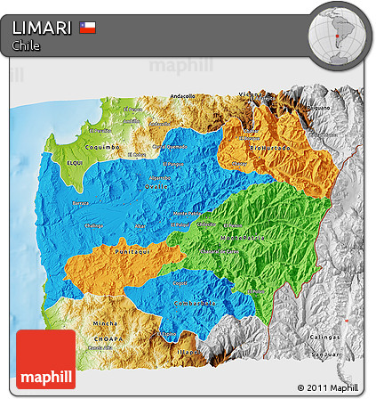 Political 3D Map of LIMARI, physical outside