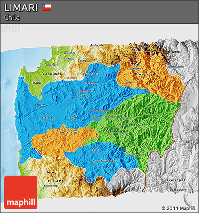 Political 3D Map of LIMARI, physical outside
