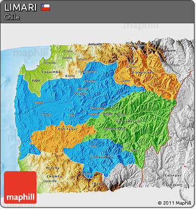 Political 3D Map of LIMARI, physical outside