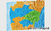 Political 3D Map of LIMARI, political shades outside
