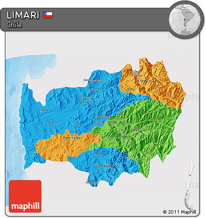 Political 3D Map of LIMARI, single color outside