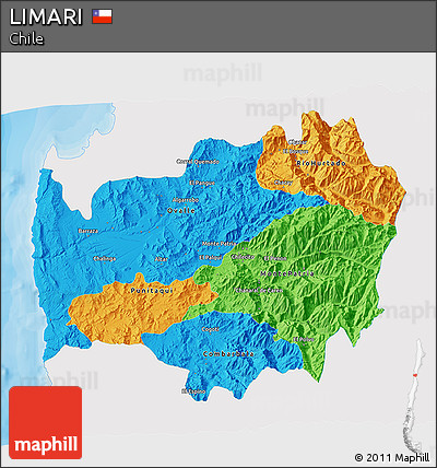 Political 3D Map of LIMARI, single color outside