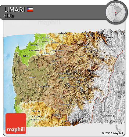 Satellite 3D Map of LIMARI, physical outside