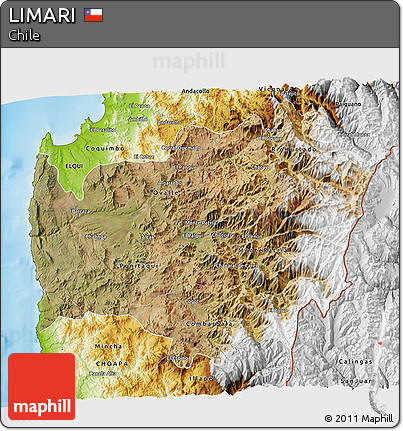 Satellite 3D Map of LIMARI, physical outside
