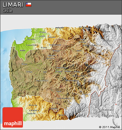 Satellite 3D Map of LIMARI, physical outside