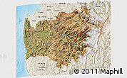 Satellite 3D Map of LIMARI, shaded relief outside