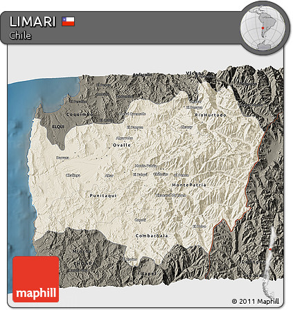 Shaded Relief 3D Map of LIMARI, darken