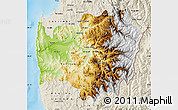 Physical Map of LIMARI, shaded relief outside