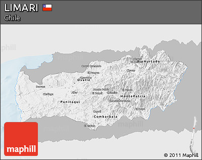 Gray Panoramic Map of LIMARI, single color outside
