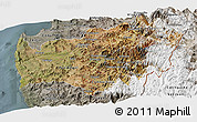 Satellite Panoramic Map of LIMARI, semi-desaturated