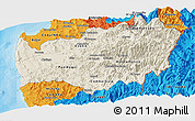 Shaded Relief Panoramic Map of LIMARI, political outside