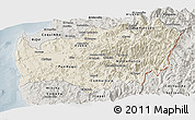 Shaded Relief Panoramic Map of LIMARI, semi-desaturated
