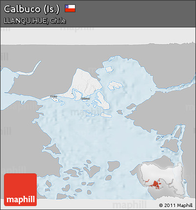 Gray 3D Map of Calbuco (Is.), single color outside