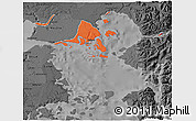 Political 3D Map of Calbuco (Is.), darken, desaturated