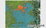 Political 3D Map of Calbuco (Is.), satellite outside