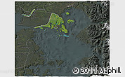 Satellite 3D Map of Calbuco (Is.), darken, semi-desaturated