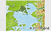 Satellite 3D Map of Calbuco (Is.), physical outside