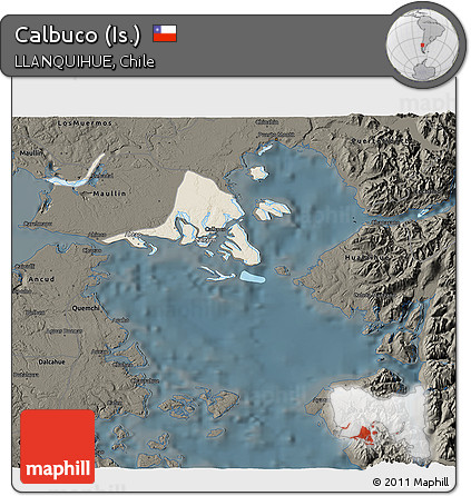 Shaded Relief 3D Map of Calbuco (Is.), darken