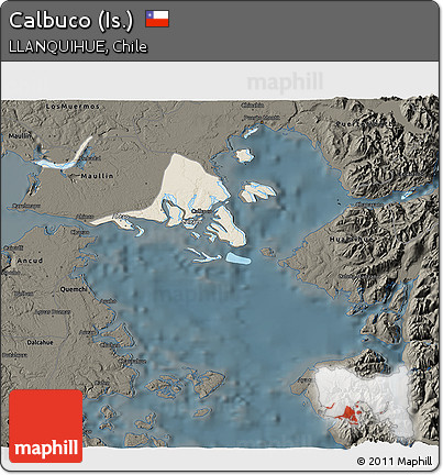 Shaded Relief 3D Map of Calbuco (Is.), darken