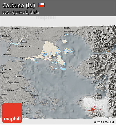 Shaded Relief 3D Map of Calbuco (Is.), darken, semi-desaturated