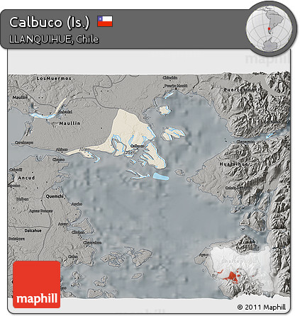 Shaded Relief 3D Map of Calbuco (Is.), darken, semi-desaturated