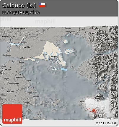 Shaded Relief 3D Map of Calbuco (Is.), darken, semi-desaturated